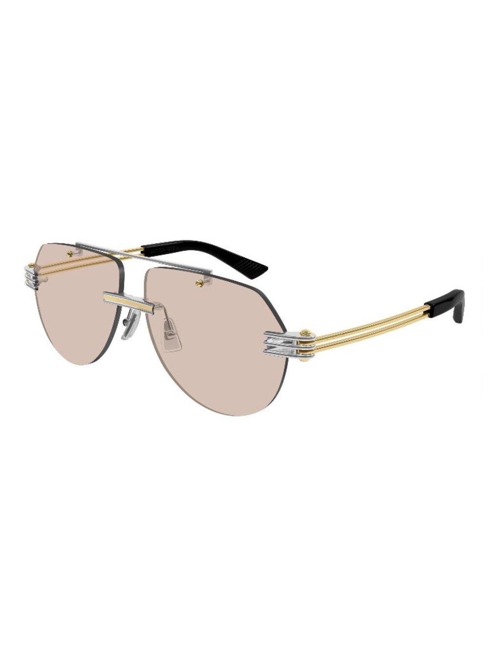 New Bottega Veneta Unisex Sunglasses Silver Square Brown Lens Metal Frame 002 59